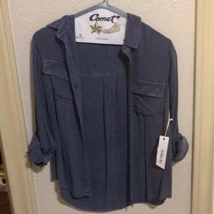 Sam & Lavi Button Down Blue Jean colored Top
